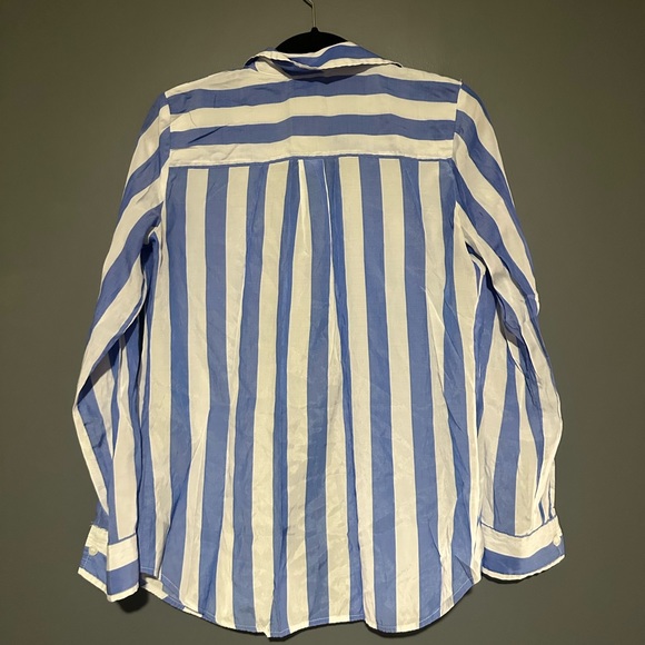 New York & Company blue striped button down swim cover up shirt size small - Picture 4 of 8